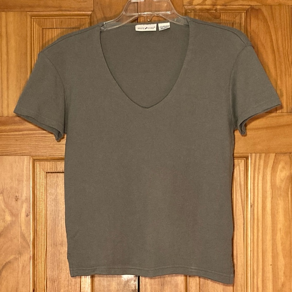 EUC Vintage White Stag V-Neck Knit Top Size M